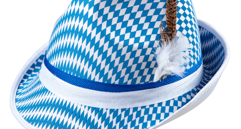 Widmann SRL Oktoberfest gleufhoed met veer blauw wit