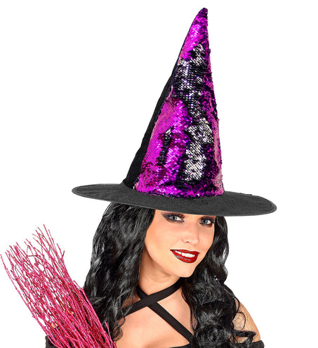 Widmann SRL Omkeerbare heksenhoed paars/zilver