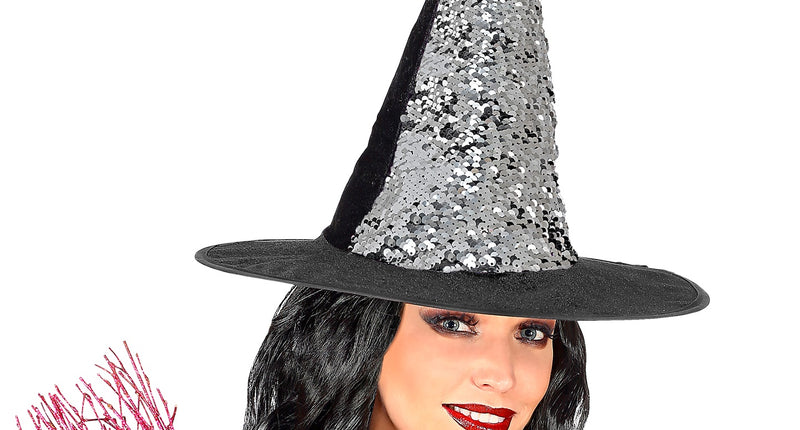 Widmann SRL Omkeerbare heksenhoed paars/zilver