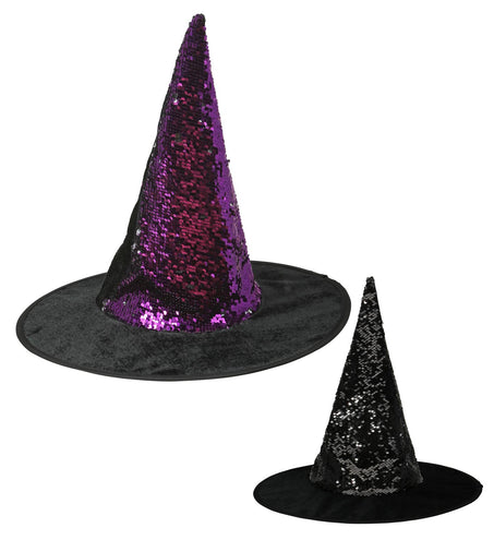 Widmann SRL Omkeerbare heksenhoed paars/zilver