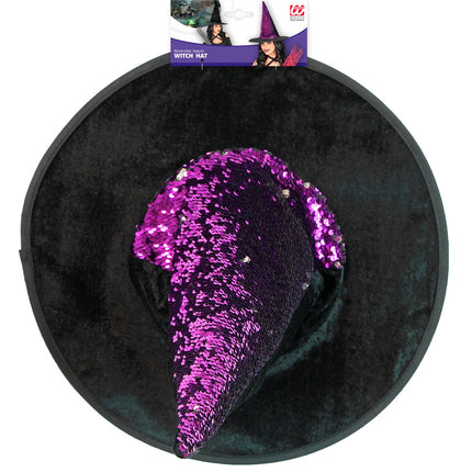 Widmann SRL Omkeerbare heksenhoed paars/zilver