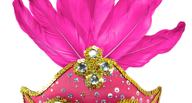 Widmann SRL Oogmasker Brazilie Met Veren En Parels Neon Rose