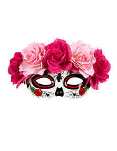 Widmann SRL Oogmasker Dia De Los Muertos met roze bloemen.
