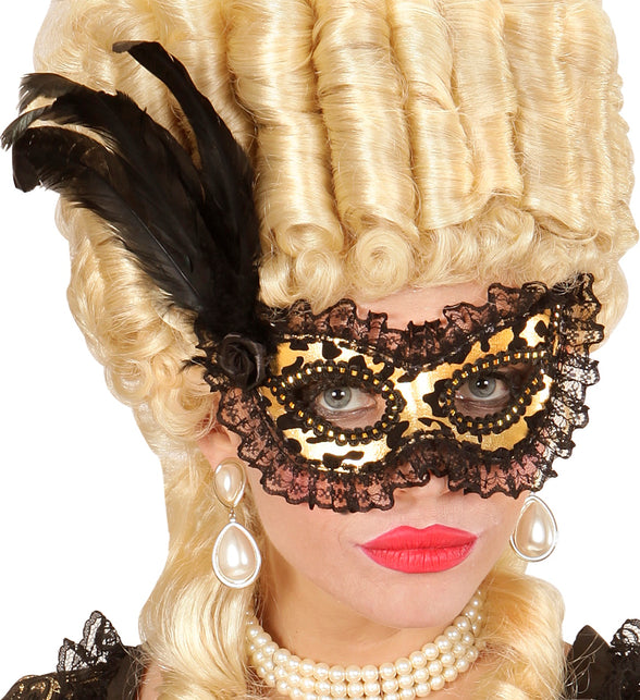 Widmann SRL Oogmasker met kant en veren