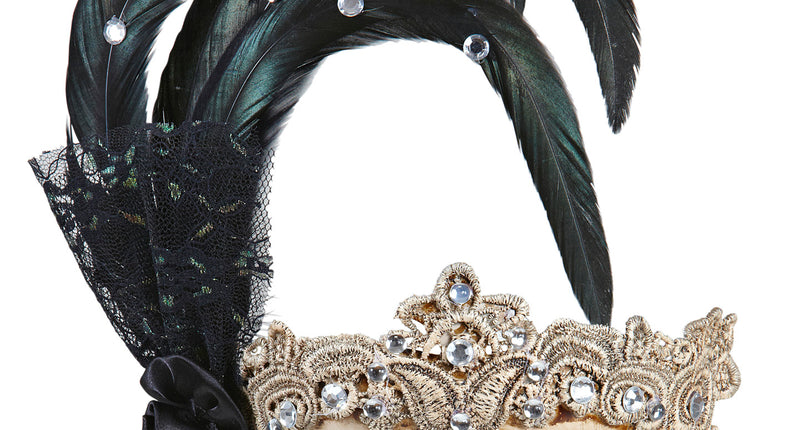 Widmann SRL Oogmasker met zwarte veren