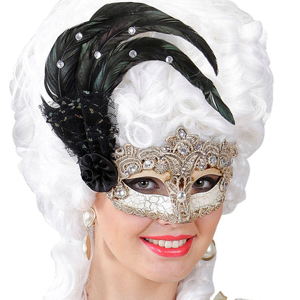 Widmann SRL Oogmasker met zwarte veren