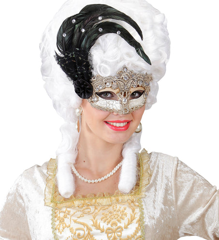 Widmann SRL Oogmasker met zwarte veren