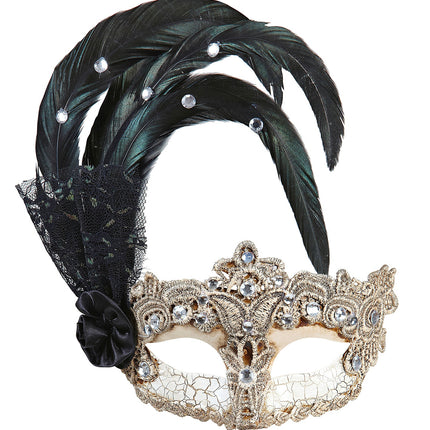 Widmann SRL Oogmasker met zwarte veren