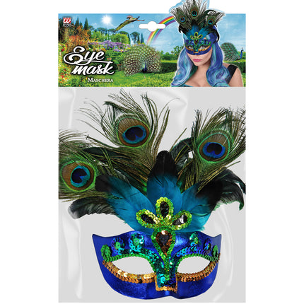 Widmann SRL Oogmasker pauw met veren