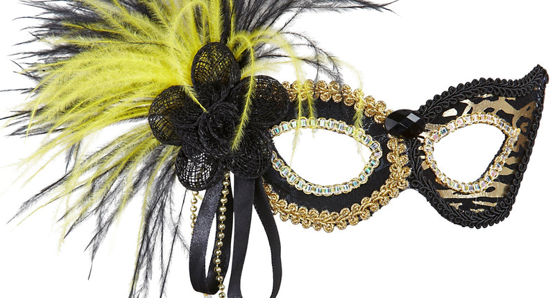 Widmann SRL Oogmasker tijger met veren