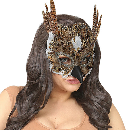 Widmann SRL Oogmasker uil met veren
