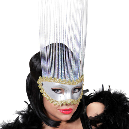 Widmann SRL oogmasker zilver met lange punten