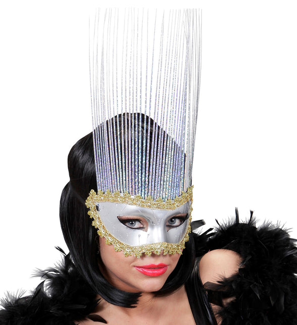 Widmann SRL oogmasker zilver met lange punten