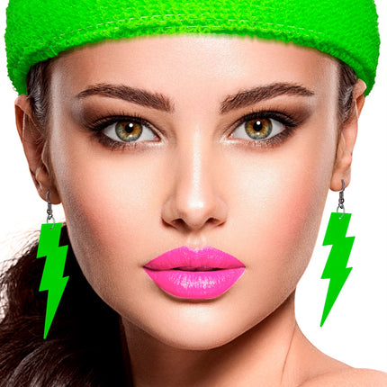 Widmann SRL Oorbellen jaren 80 bliksem  neon groen