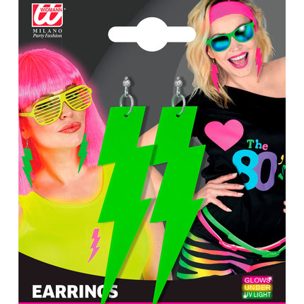 Widmann SRL Oorbellen jaren 80 bliksem  neon groen