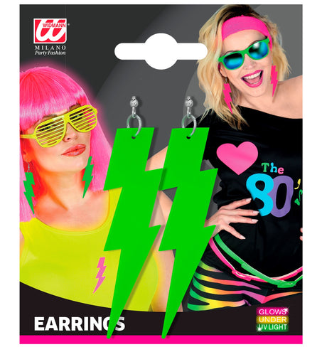 Widmann SRL Oorbellen jaren 80 bliksem  neon groen