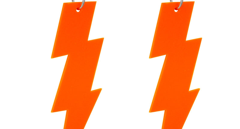 Widmann SRL Oorbellen jaren 80 bliksem neon oranje