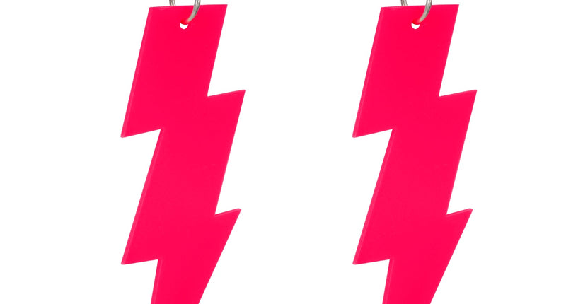 Widmann SRL Oorbellen jaren 80 bliksem neon roze