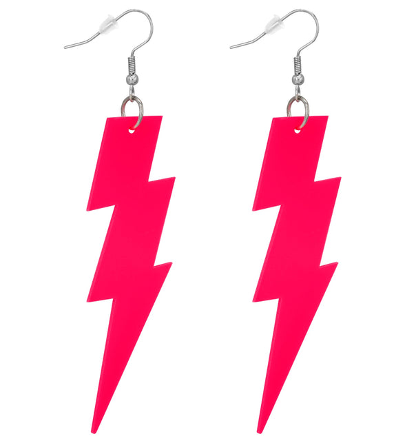 Widmann SRL Oorbellen jaren 80 bliksem neon roze