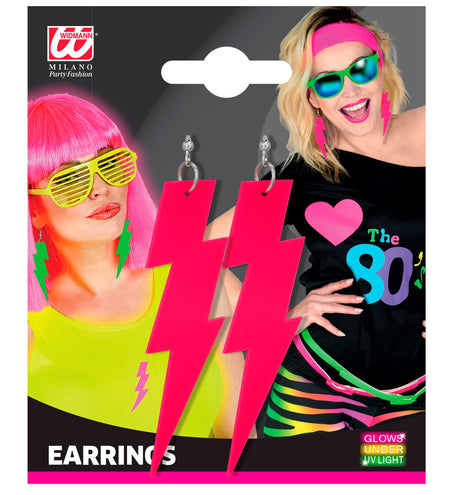 Widmann SRL Oorbellen jaren 80 bliksem neon roze