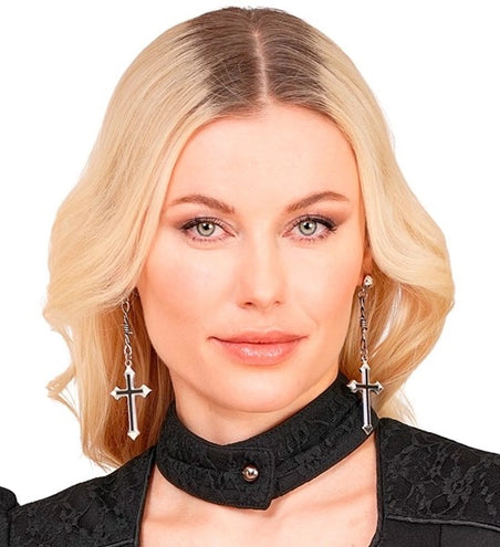 Widmann SRL Oorbellen kruis zwart Noah