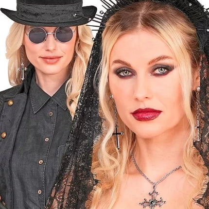 Widmann SRL Oorbellen kruis zwart Noah