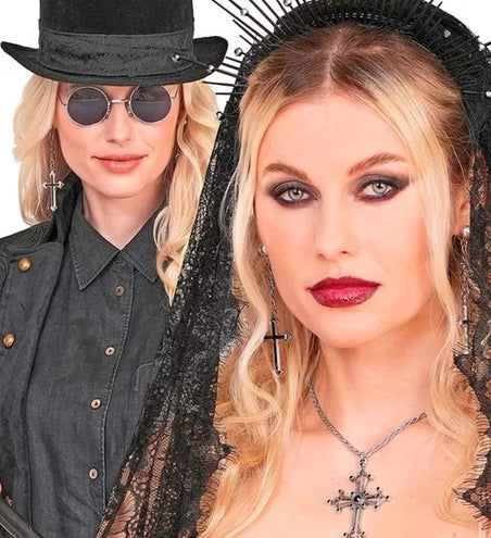 Widmann SRL Oorbellen kruis zwart Noah