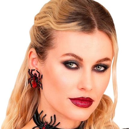 Widmann SRL Oorbellen spin met rode edelstenen en strass Sanne