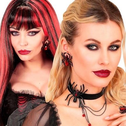 Widmann SRL Oorbellen spin met rode edelstenen en strass Sanne