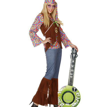 Widmann SRL Opblaasbare banjo Hippie Flower power groen