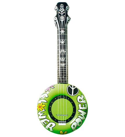 Widmann SRL Opblaasbare banjo Hippie Flower power groen