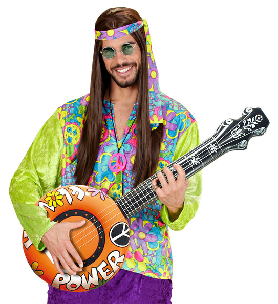 Widmann SRL Opblaasbare banjo Hippie Flower power oranje