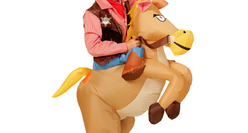 Widmann SRL Opblaasbare cowboy paarden voor kids