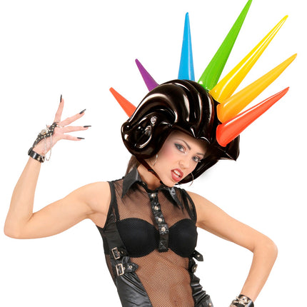 Widmann SRL Opblaasbare gekleurde spike helm