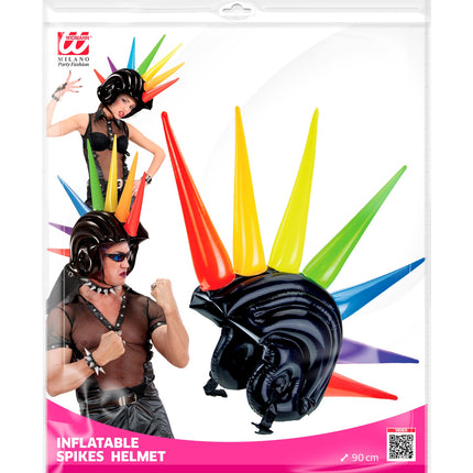 Widmann SRL Opblaasbare gekleurde spike helm