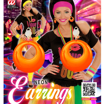 Widmann SRL Oranje oorbellen neon disco