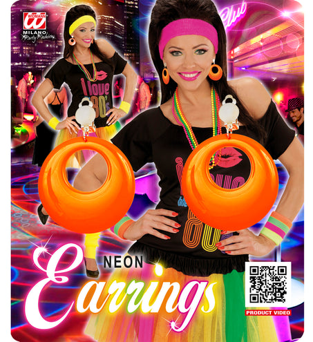 Widmann SRL Oranje oorbellen neon disco