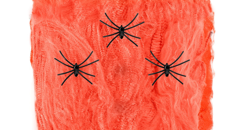 Widmann SRL Oranje spinnenweb met drie spinnen