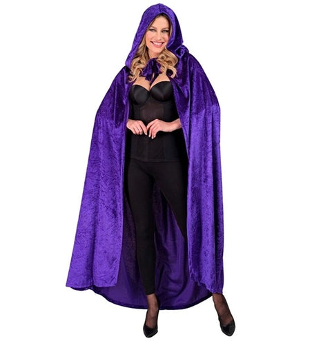 Widmann SRL Paars fluwelen cape met kap 140cm Luuk