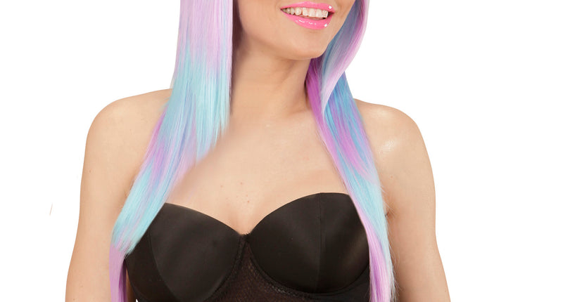 Widmann SRL Paars met blauw gemêleerde pruik