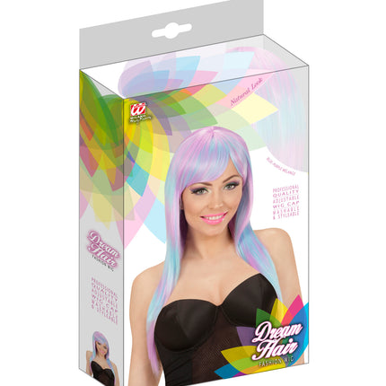 Widmann SRL Paars met blauw gemêleerde pruik