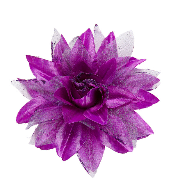 Widmann SRL Paarse bloemen haarclip met glitters