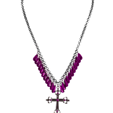 Widmann SRL Paarse gothic ketting met kruis