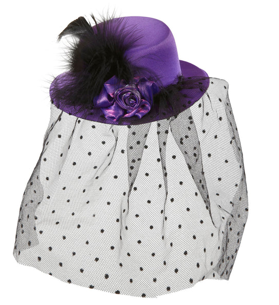 Widmann SRL Paarse mini hoed met sluier