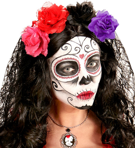 Widmann SRL Paarse roos haarclip met glitters