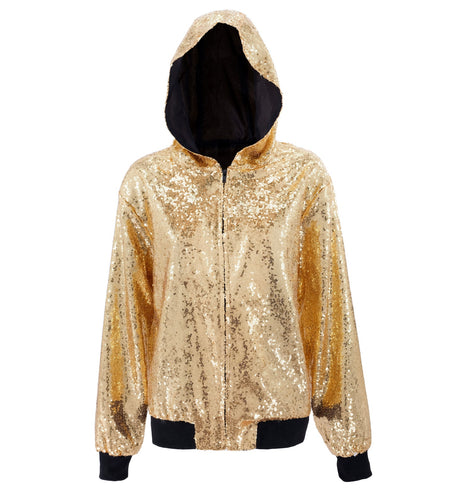 Widmann SRL Pailletten bomberjas met kap goud