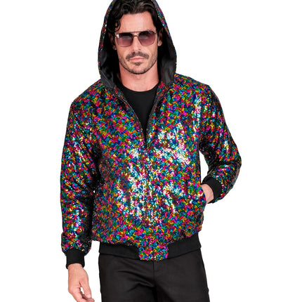 Widmann SRL Pailletten bomberjas met kap multikleur