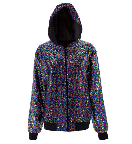 Widmann SRL Pailletten bomberjas met kap multikleur