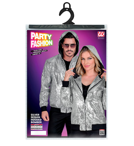 Widmann SRL Pailletten bomberjas met kap zilver