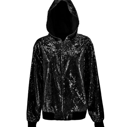 Widmann SRL Pailletten bomberjas met kap zwart